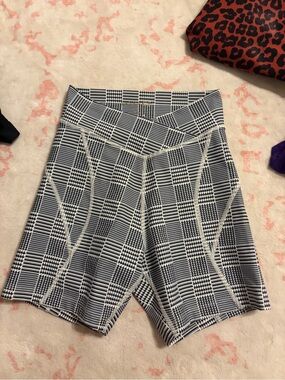 l*space Black and White Plaid High-Rise Athletic Shorts